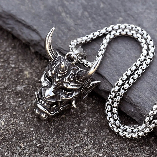 Gothic Hannya Oni Mask Stainless Steel Pendant