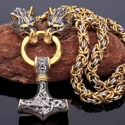 Nordic Celtic Wolf Necklace Pendant Viking Wolf Head