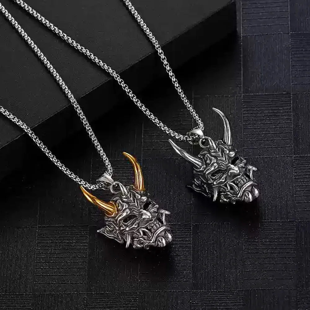 Gothic Hannya Oni Mask Stainless Steel Pendant