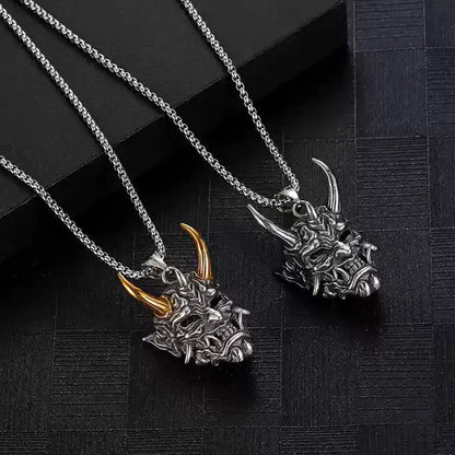 Gothic Hannya Oni Mask Stainless Steel Pendant