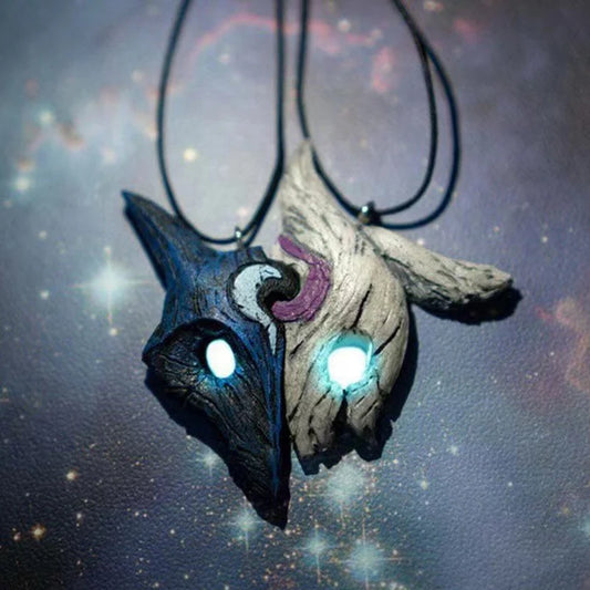 2Pcs Sheep Wolf Game Couple Necklaces Black White kindred
