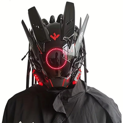 Rechargeable LED Helmet Mask Futuristic Light-Up Face