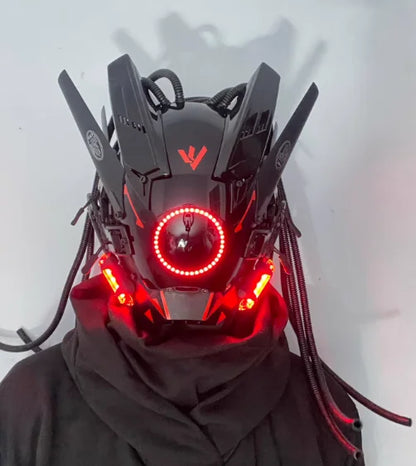 Rechargeable LED Helmet Mask Futuristic Light-Up Face