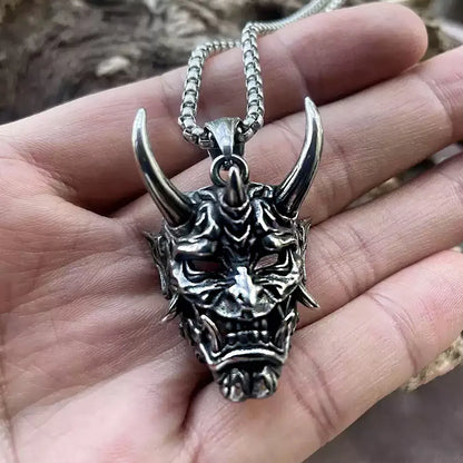 Gothic Hannya Oni Mask Stainless Steel Pendant