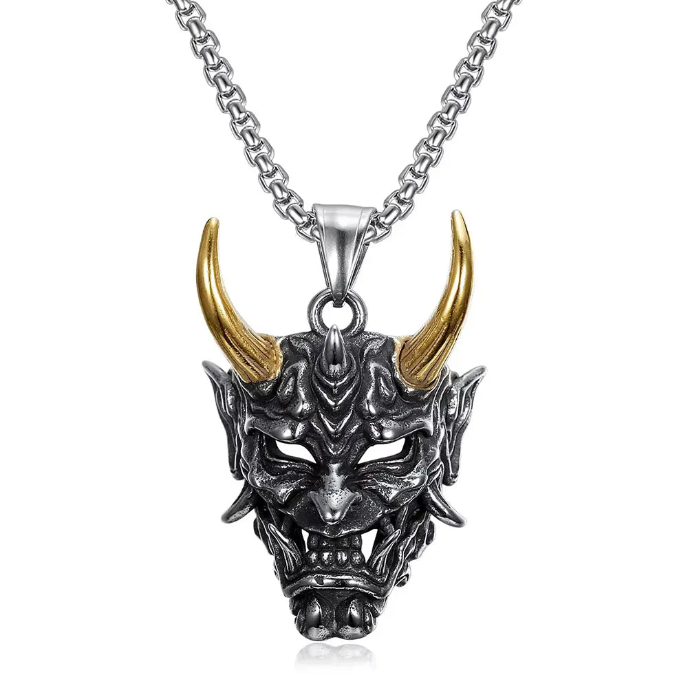 Gothic Hannya Oni Mask Stainless Steel Pendant