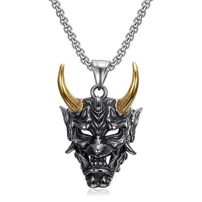 Gothic Hannya Oni Mask Stainless Steel Pendant