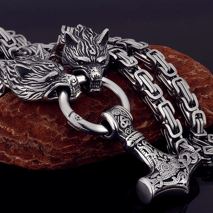 Nordic Celtic Wolf  Necklace Pendant Viking Wolf Head
