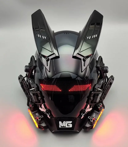 Rechargeable LED Helmet Mask Futuristic Light-Up Face