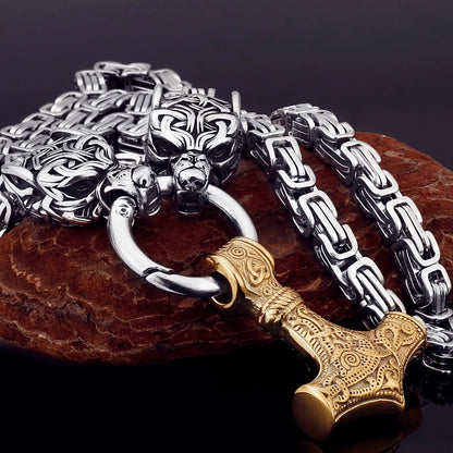 Nordic Celtic Wolf  Necklace Pendant Viking Wolf Head