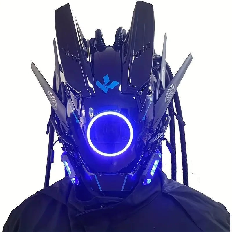 Rechargeable LED Helmet Mask Futuristic Light-Up Face