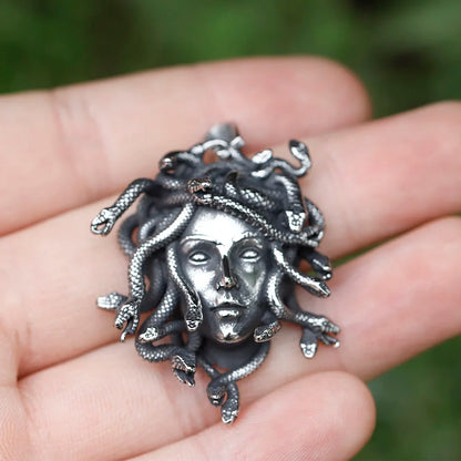 Stainless Steel  Medusa Pendant Necklace Vintage