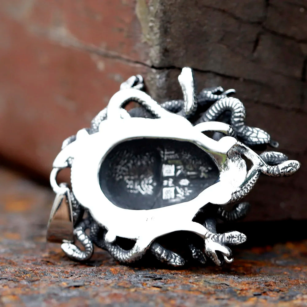 Stainless Steel  Medusa Pendant Necklace Vintage