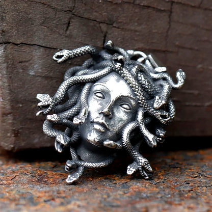 Stainless Steel  Medusa Pendant Necklace Vintage