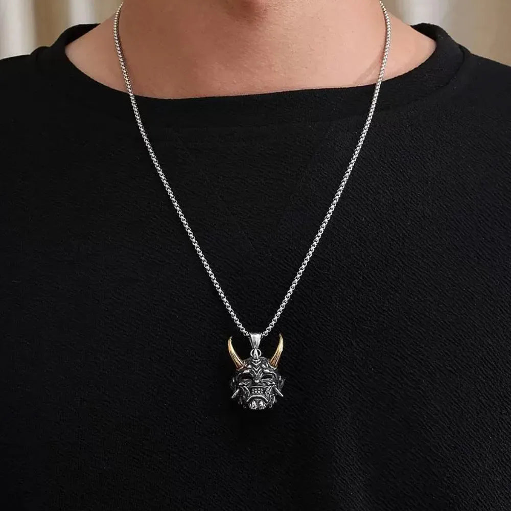 Gothic Hannya Oni Mask Stainless Steel Pendant