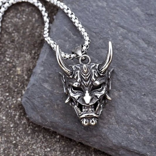 Gothic Hannya Oni Mask Stainless Steel Pendant