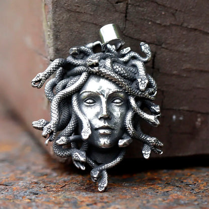 Stainless Steel  Medusa Pendant Necklace Vintage