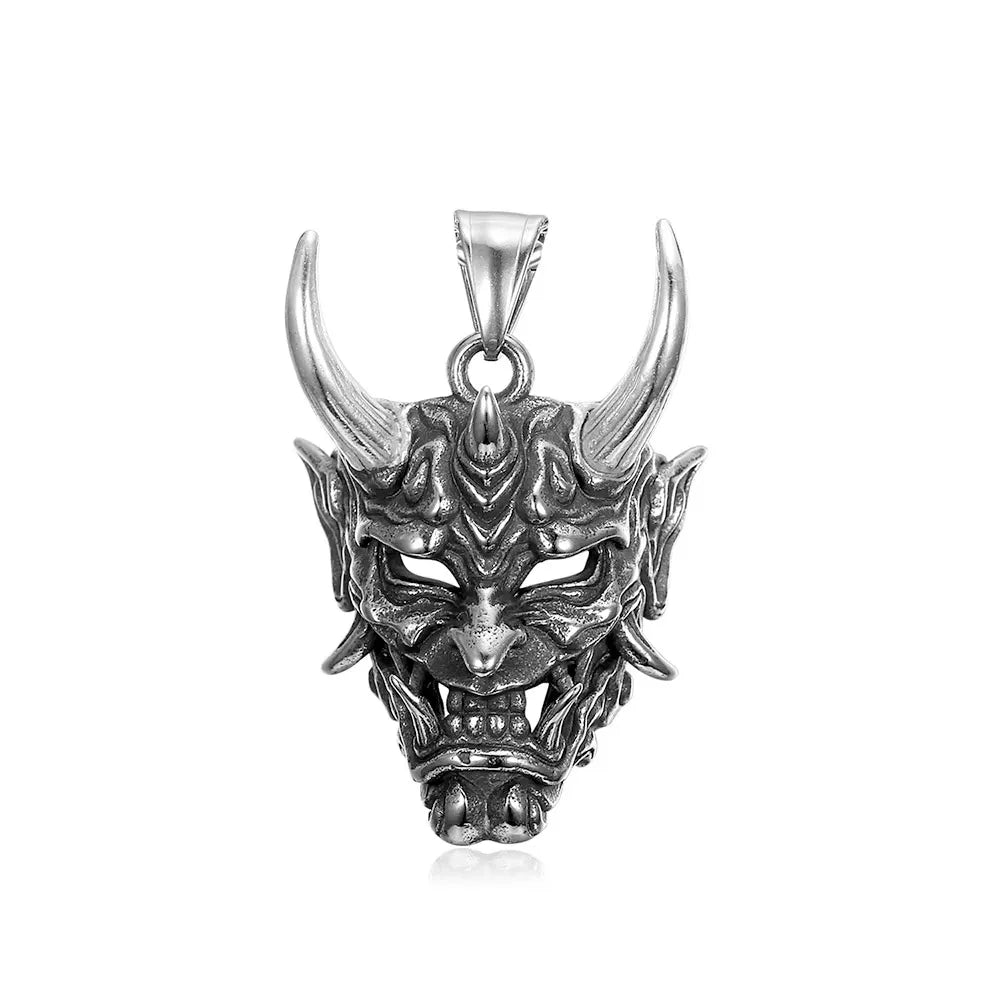Gothic Hannya Oni Mask Stainless Steel Pendant